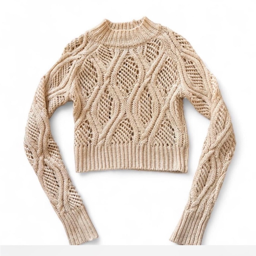 Forever 21 Beige Cable Knit Turtleneck Sweater